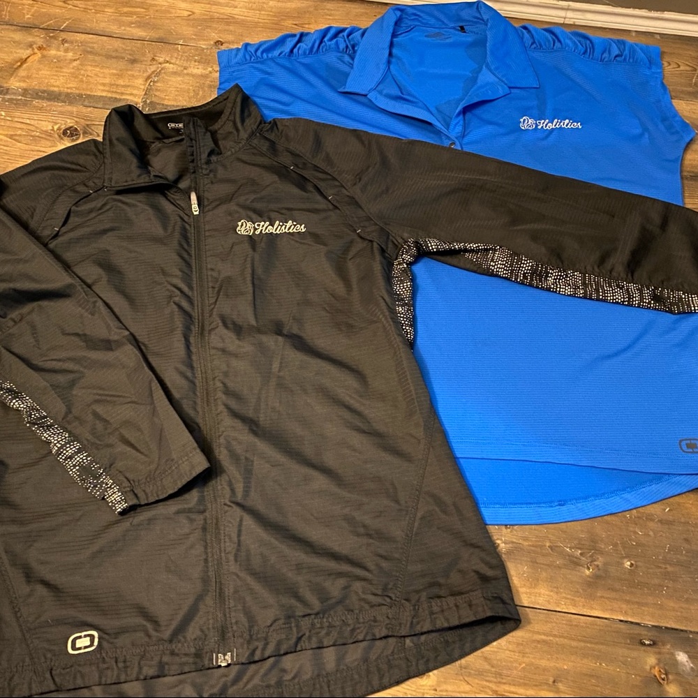 Ogio zipper jacket (L) and Ogio “Camp” style shirt (XL)